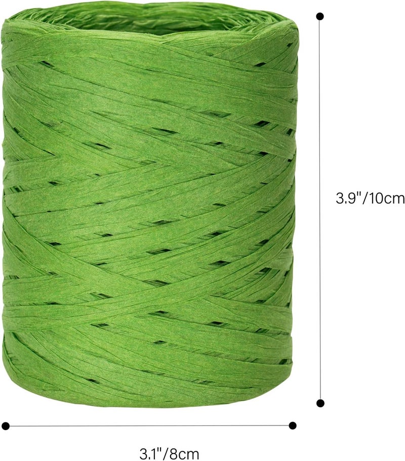 g2plus 218 Yards Raffia Paper Craft Ribbon, 1/4 Inch Wide Raffia Ribbon, Green Packing Paper String for Gift Wrapping, DIY Arts & Crafts, Spring, Christmas Holiday Decor - Image 2